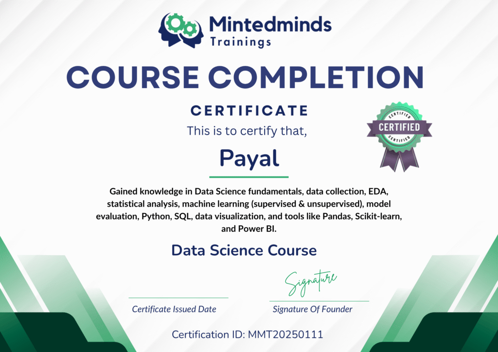 Data Science Course Completion Certificate