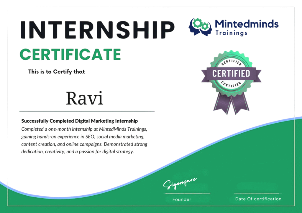 Digital Marketing Internship Certificate