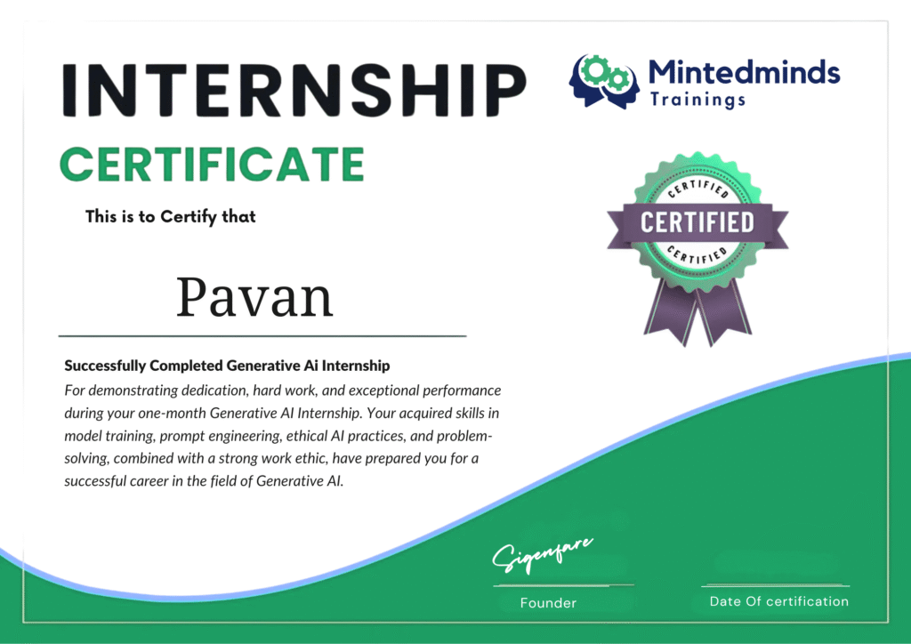 Generative AI Course Internship Certificate